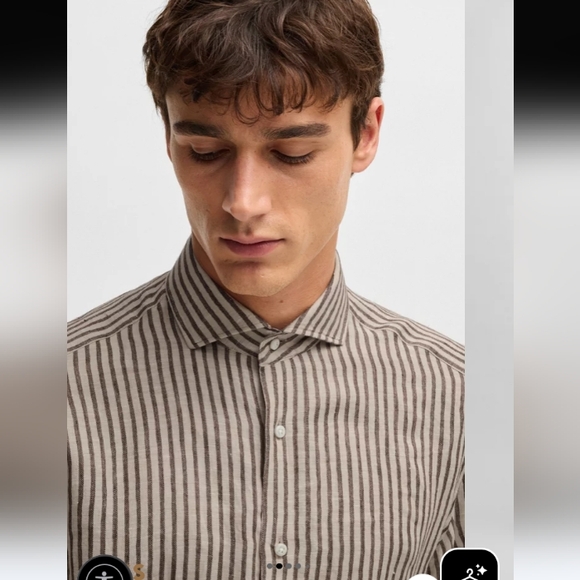 Men's Striped Brown Shirt - Picture 2 of 3